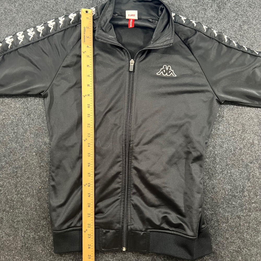 Kappa Track Jacket Womens XL Black Omini Logo Tape Sleeve Full Zip Streetwear - Picture 7 of 7